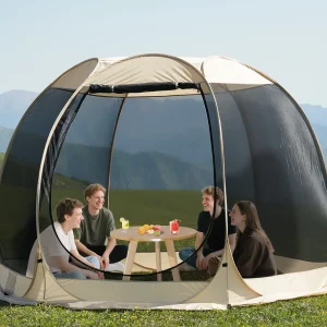 6-Sided Pop-Up Party Pavilion Tent with Mesh Windows