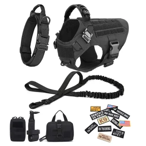 Tactical Military Dog Harness Set with Leash & Patches