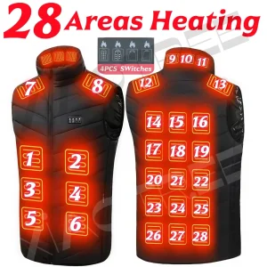 USB Heated Vest with Multiple Heating Zones, Unisex Winter