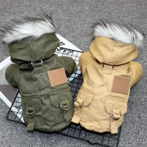 Winter Dog Jacket with Built-In Harness, Windproof Coat